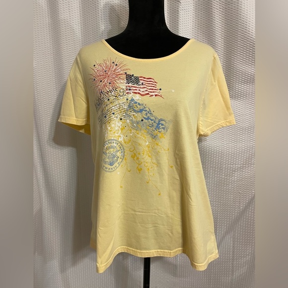 breckenridge Tops - Breckinridge Yellow Patriotic Tee T-shirt Size XL